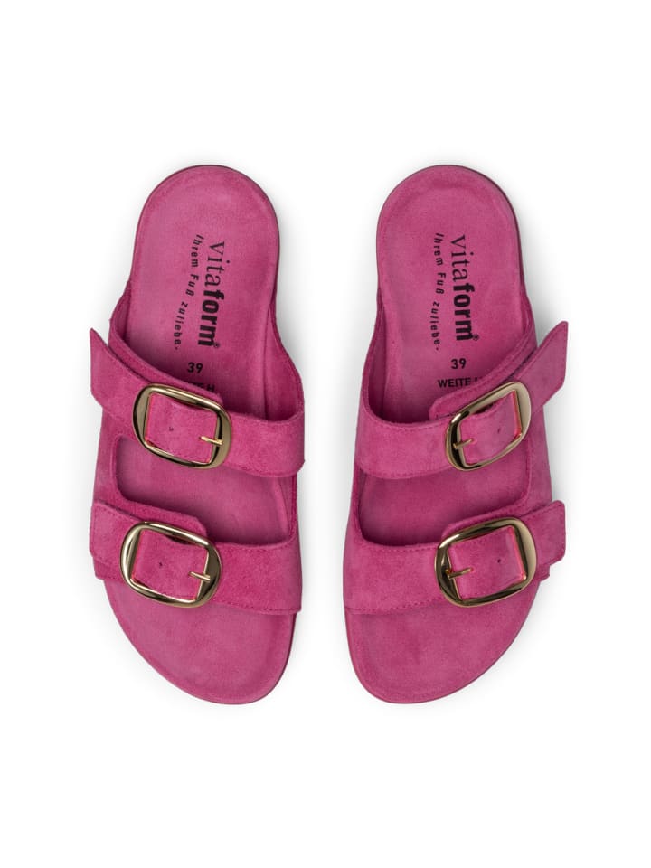 VITAFORM Veloursleder Pantoletten in pink günstig kaufen