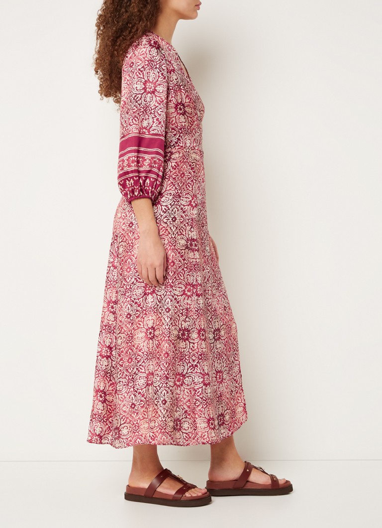 Abito midi a portafoglio in seta stampata Gerard Darel Edenn