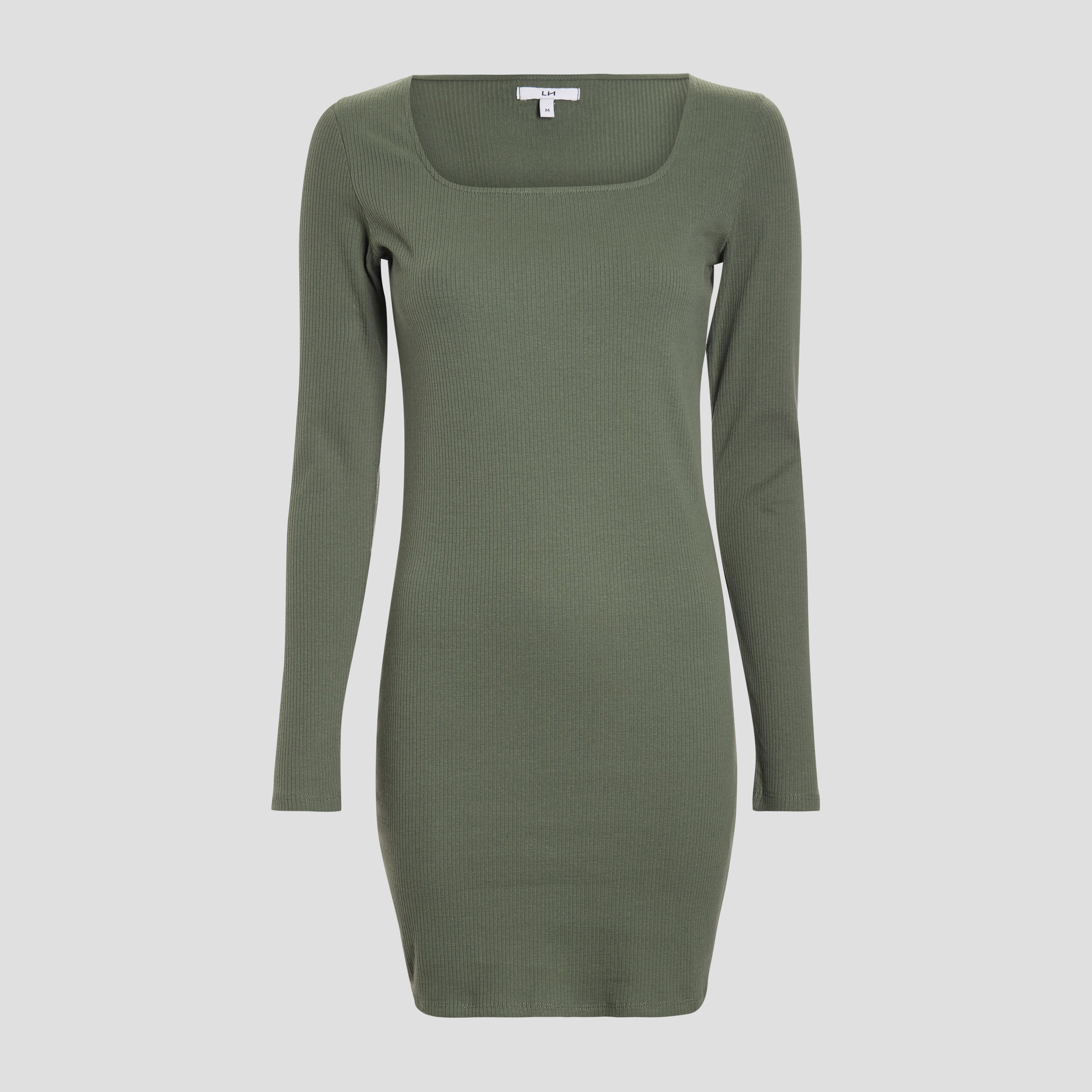 Robe droite à encolure carrée vert kaki femme | La Halle