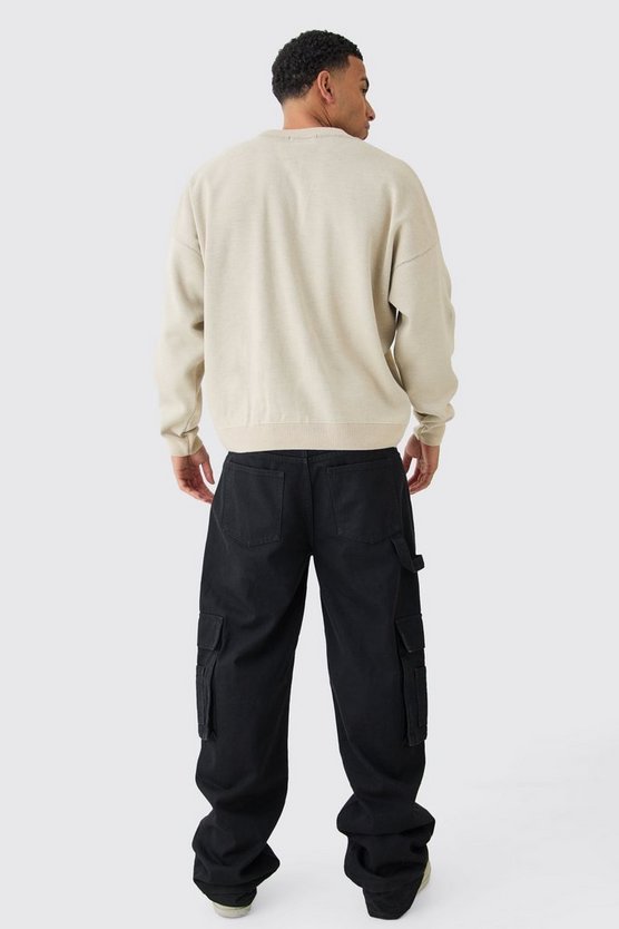 Oversize Strick-Pullover mit Print