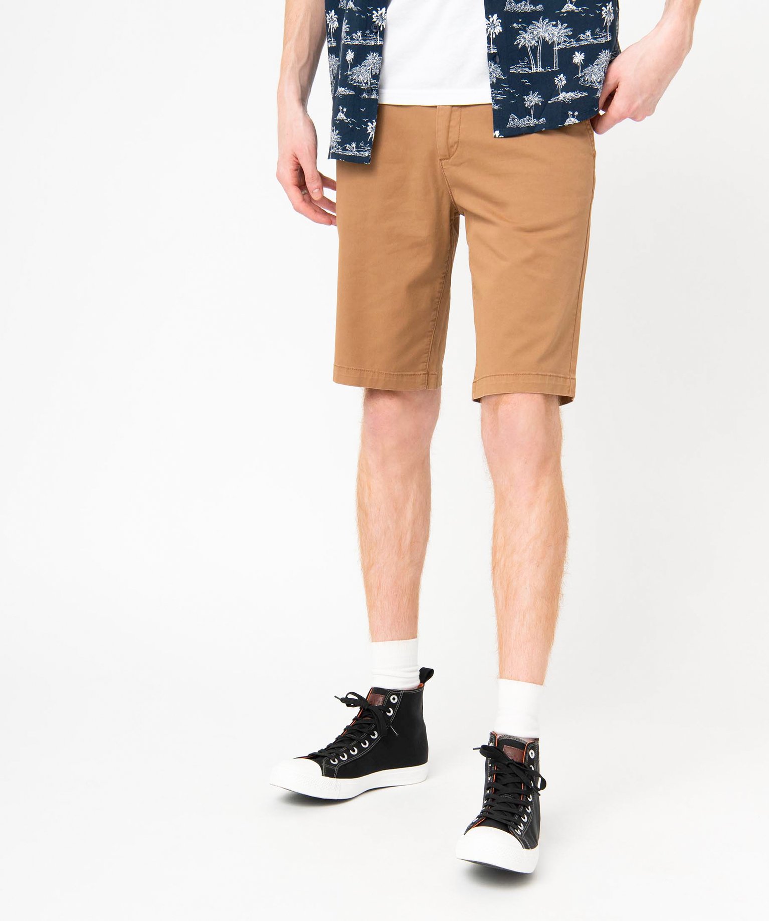 Bermuda homme coupe chino en toile stretch marron | GEMO