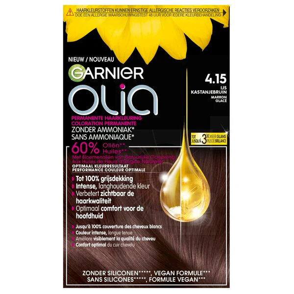 Garnier Olia 4.15 Ice Chestnut Medium Brown Permanent Hair Dye