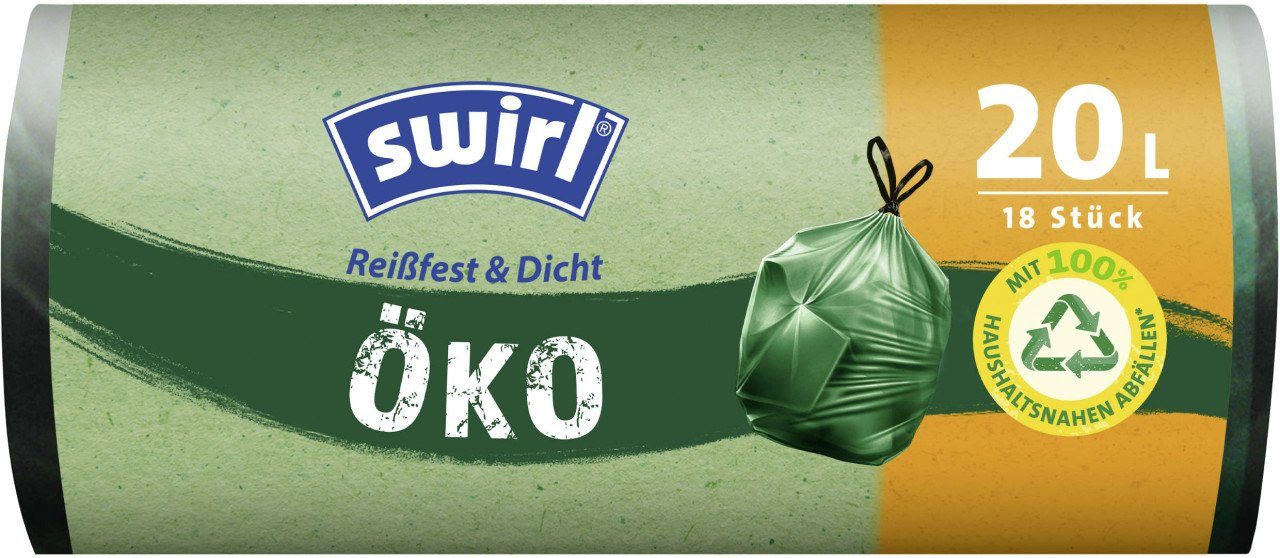 Swirl Müllsackständer Swirl Öko Müllbeutel mit Tragegriff 20 L 18 Stück