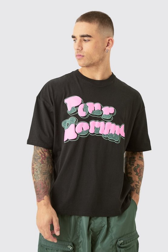 Oversize T-Shirt mit kastigem Homme Print