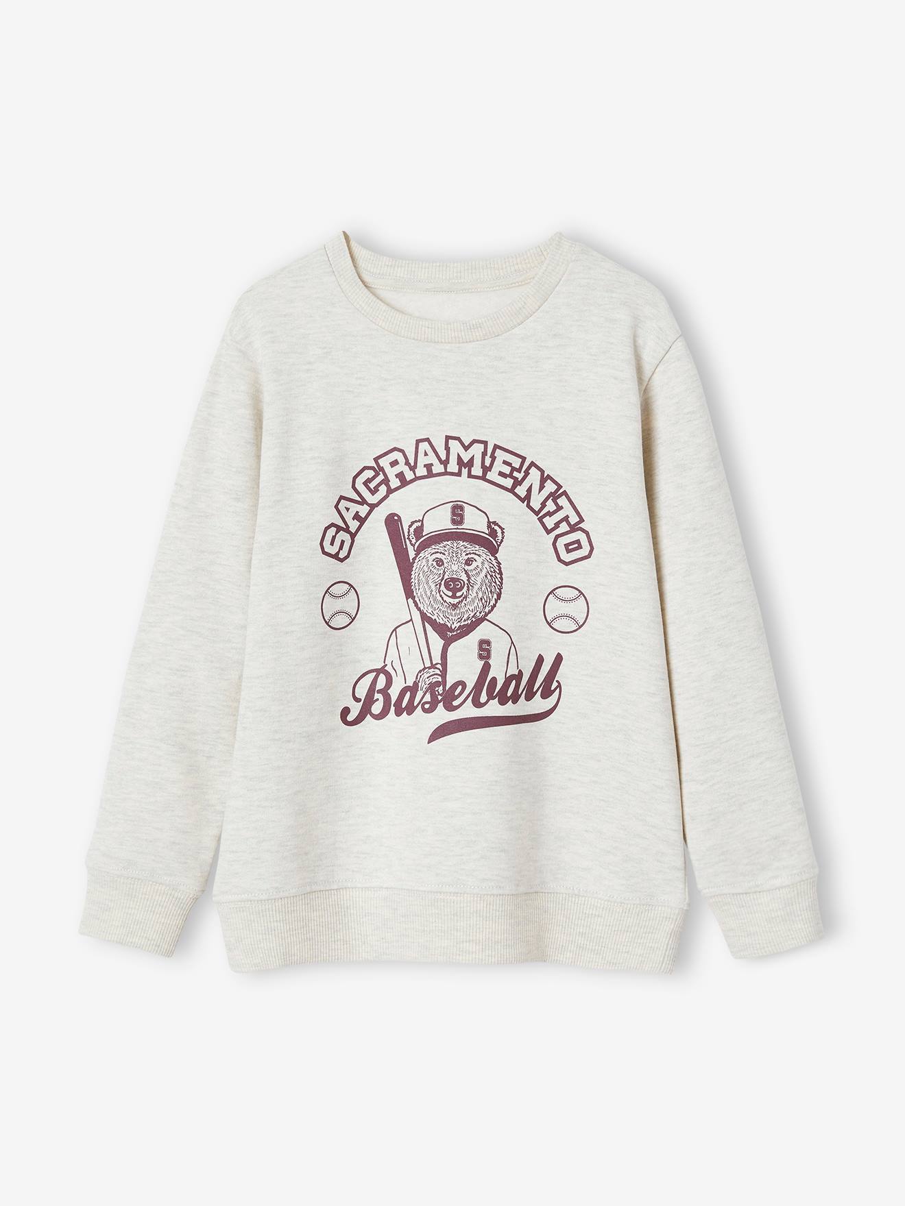 Sweat Basics motifs graphiques garçon blanc chiné