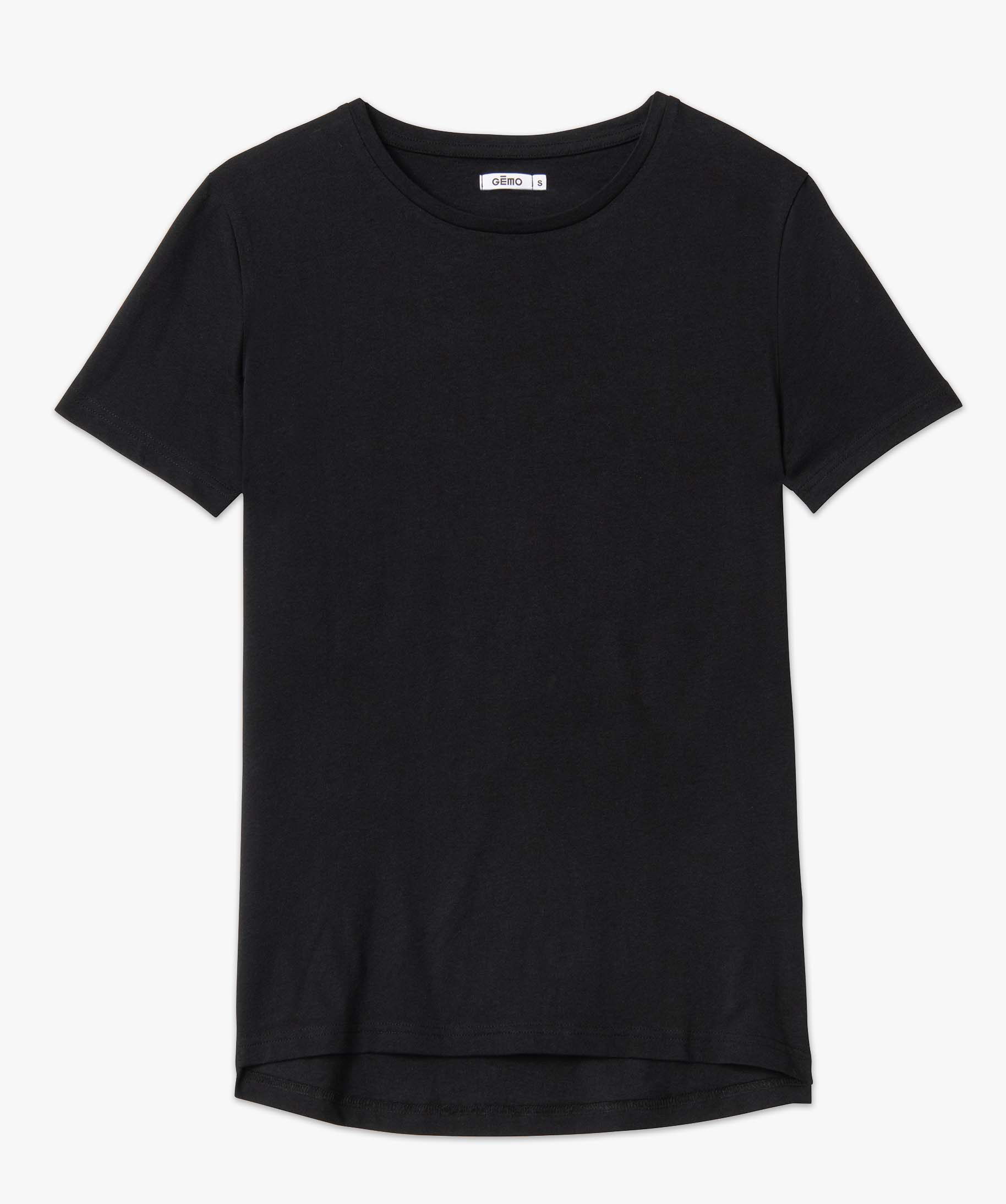 Tee-shirt femme à manches courtes et col rond noir | GEMO