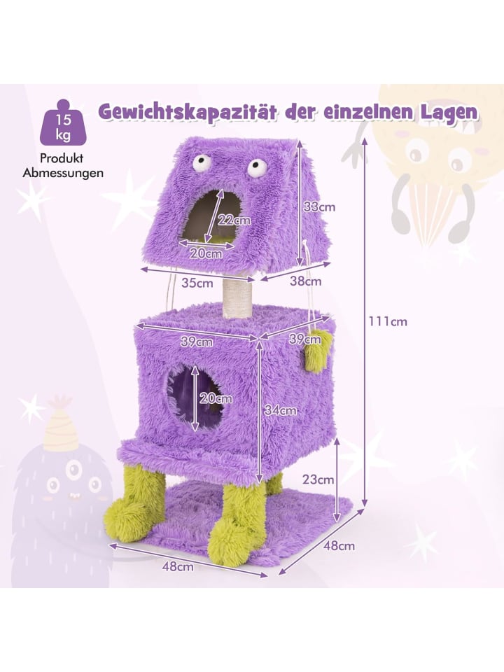 COSTWAY Kratzbaum Monster-Thema 111cm in Lila günstig kaufen onesize