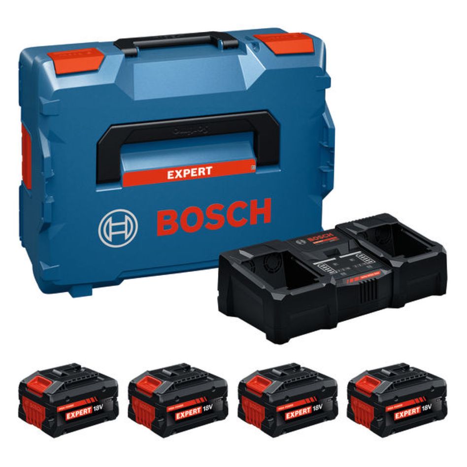 Bosch Blue Accessories 1600A0373Y EXBA18V Batteristartersæt 2x EXBA18V-55 2x EXBA18V-80 og oplader EXAL18V2-320 i L-Boxx