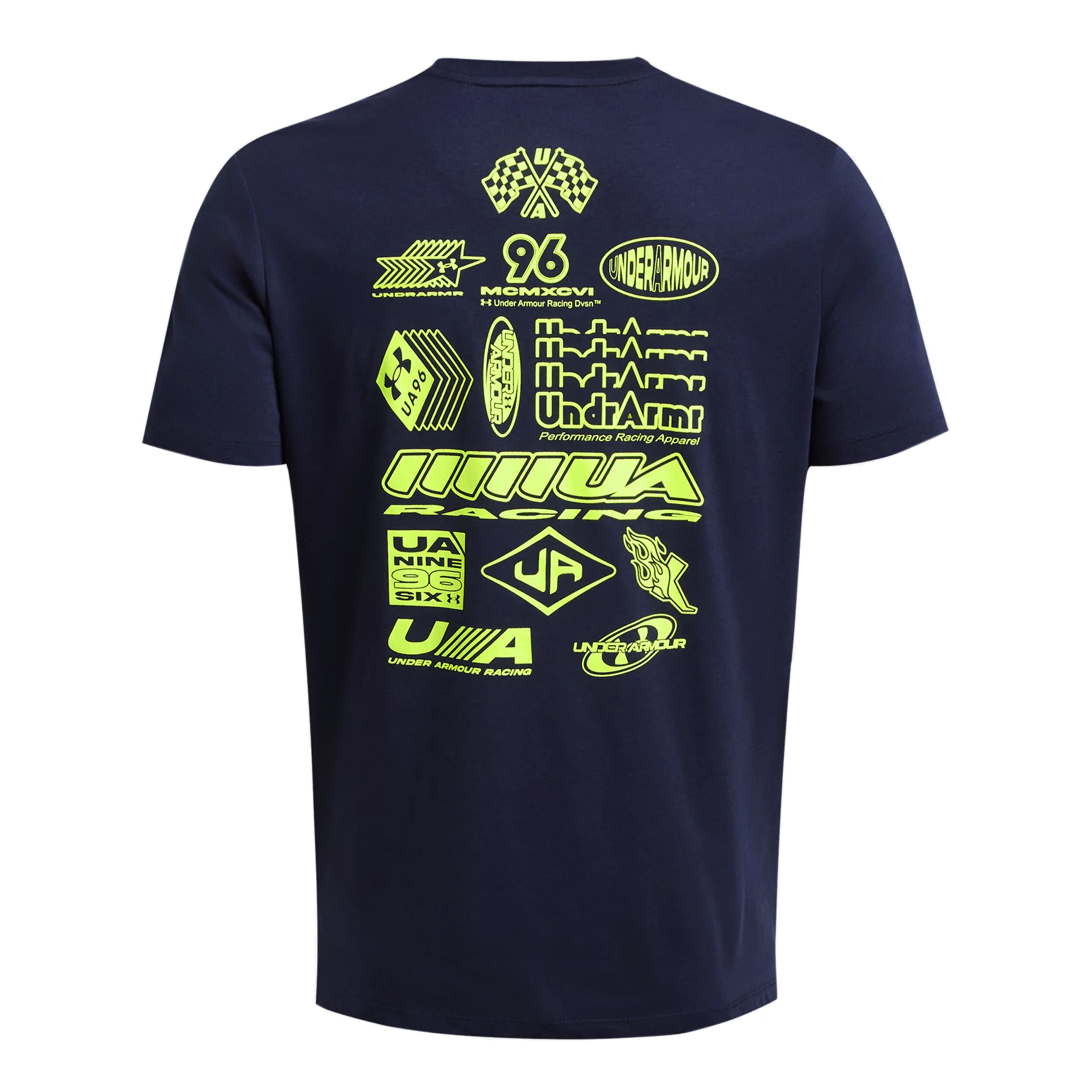 Run Everywhere Wreath SS Laufshirt Herren - Dunkelblau, Neongelb