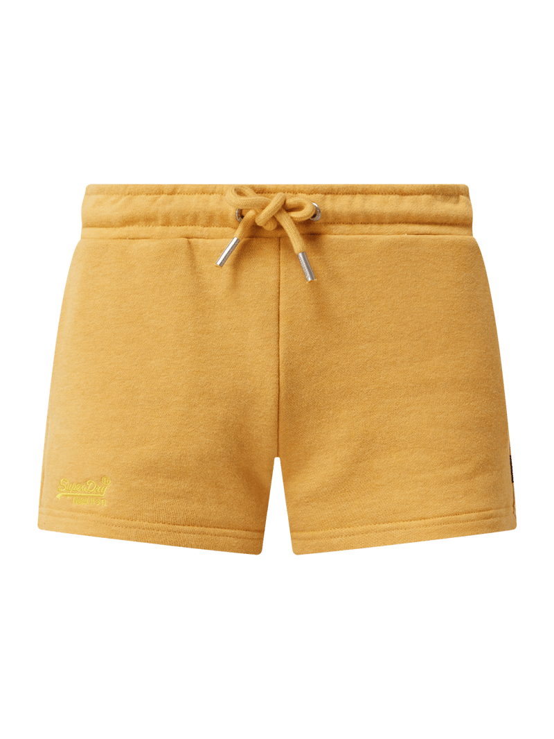 Sweatshorts mit Logo-Stickerei in senfgelb