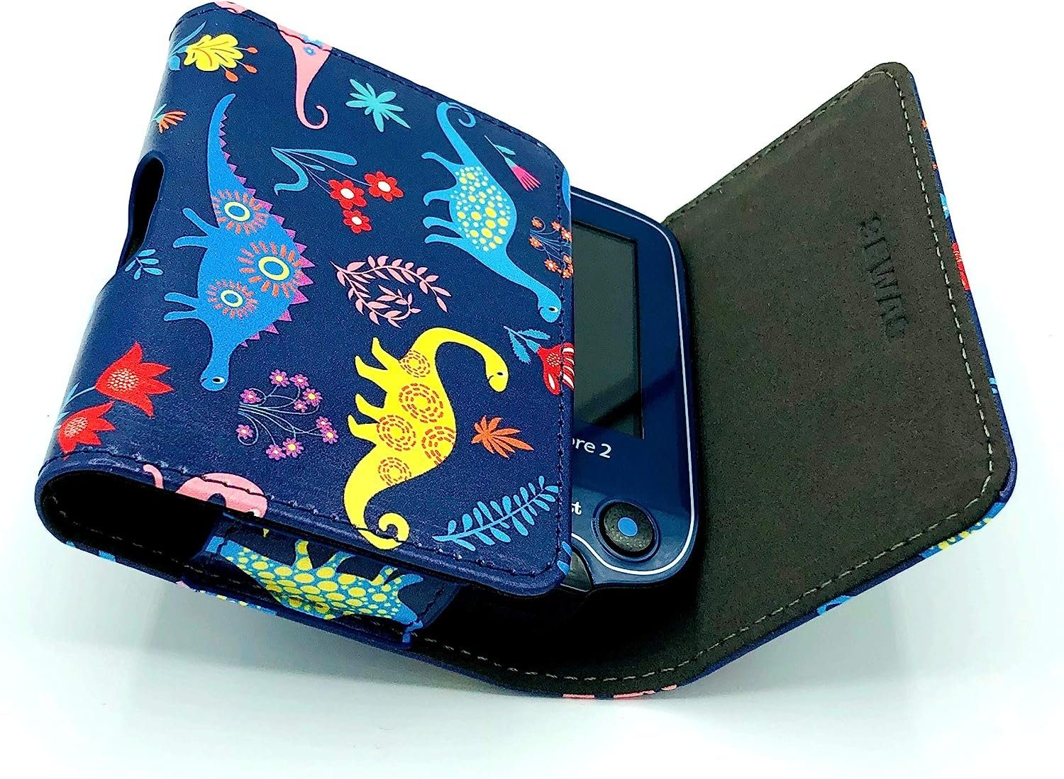 SEWAS Diabetic Care Aufbewahrungstasche Tasche Gürteltasche Dino Motive für Freestyle Libre Messgerät 3, Gürtelclip, Gürtelschlaufe, schönes Dino Design, Magnetverschluss