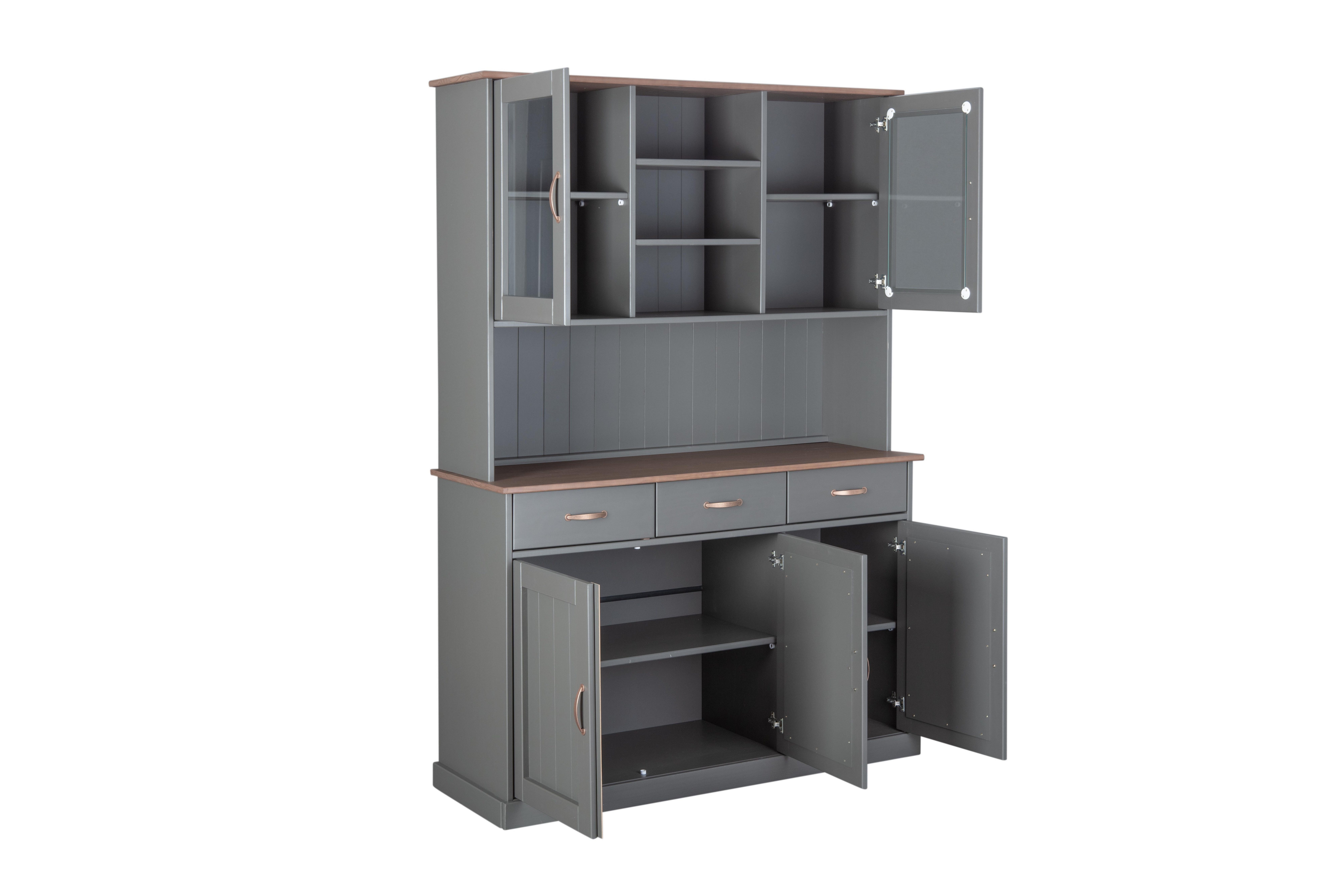 ebuy24 Vitrine Luzerna Vitrinenschrank mit 3+2 Türen und 3 Schubl