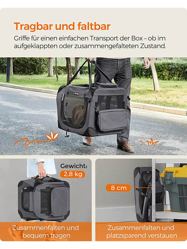 Songmics Transportbox in Grau/ Schwarz - (B)60 x (H)42 x (T)42 cm günstig kaufen onesize