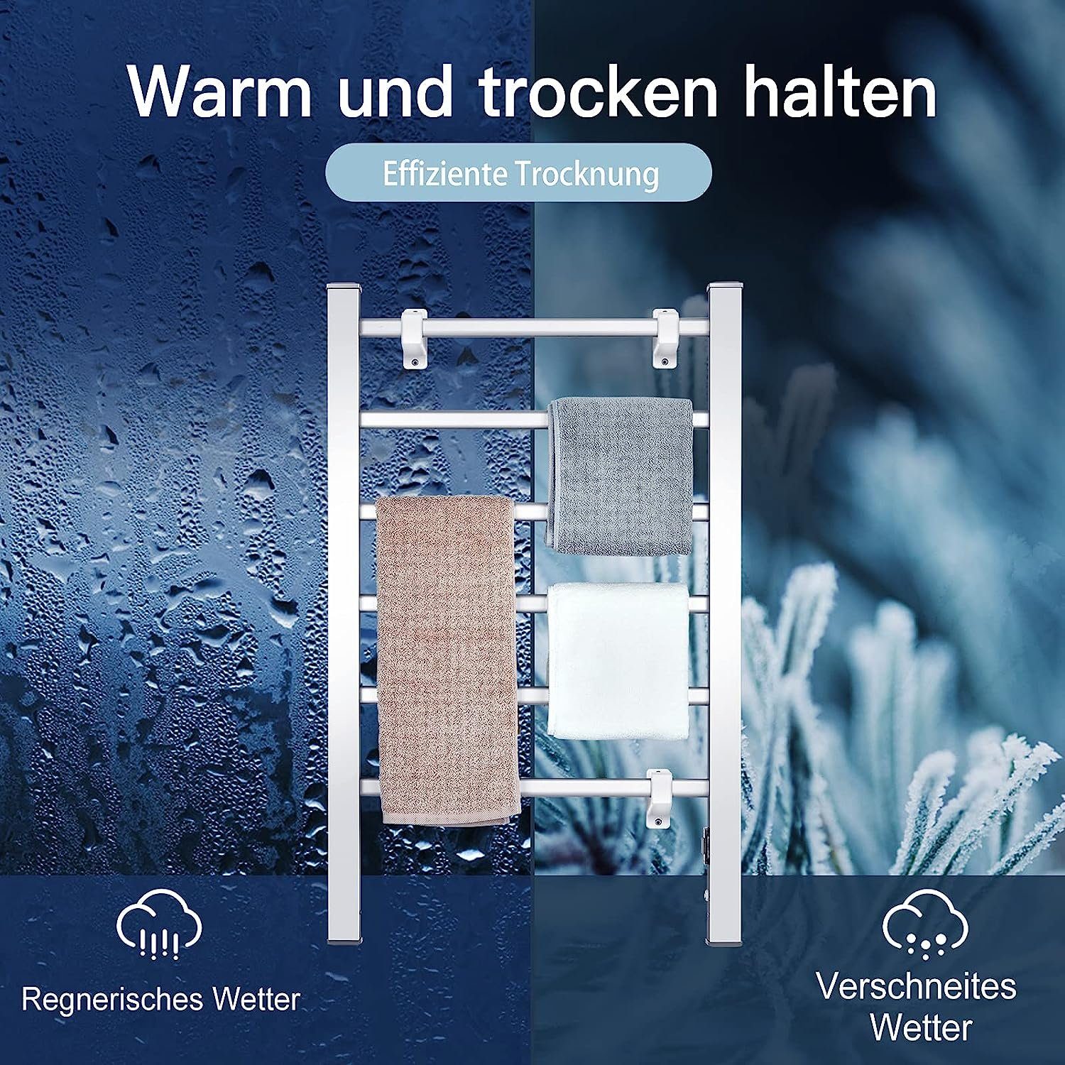KOMFOTTEU Heizkörper 2 in 1 elektrischer Handtuchwärmer, Badheizkörper 100W