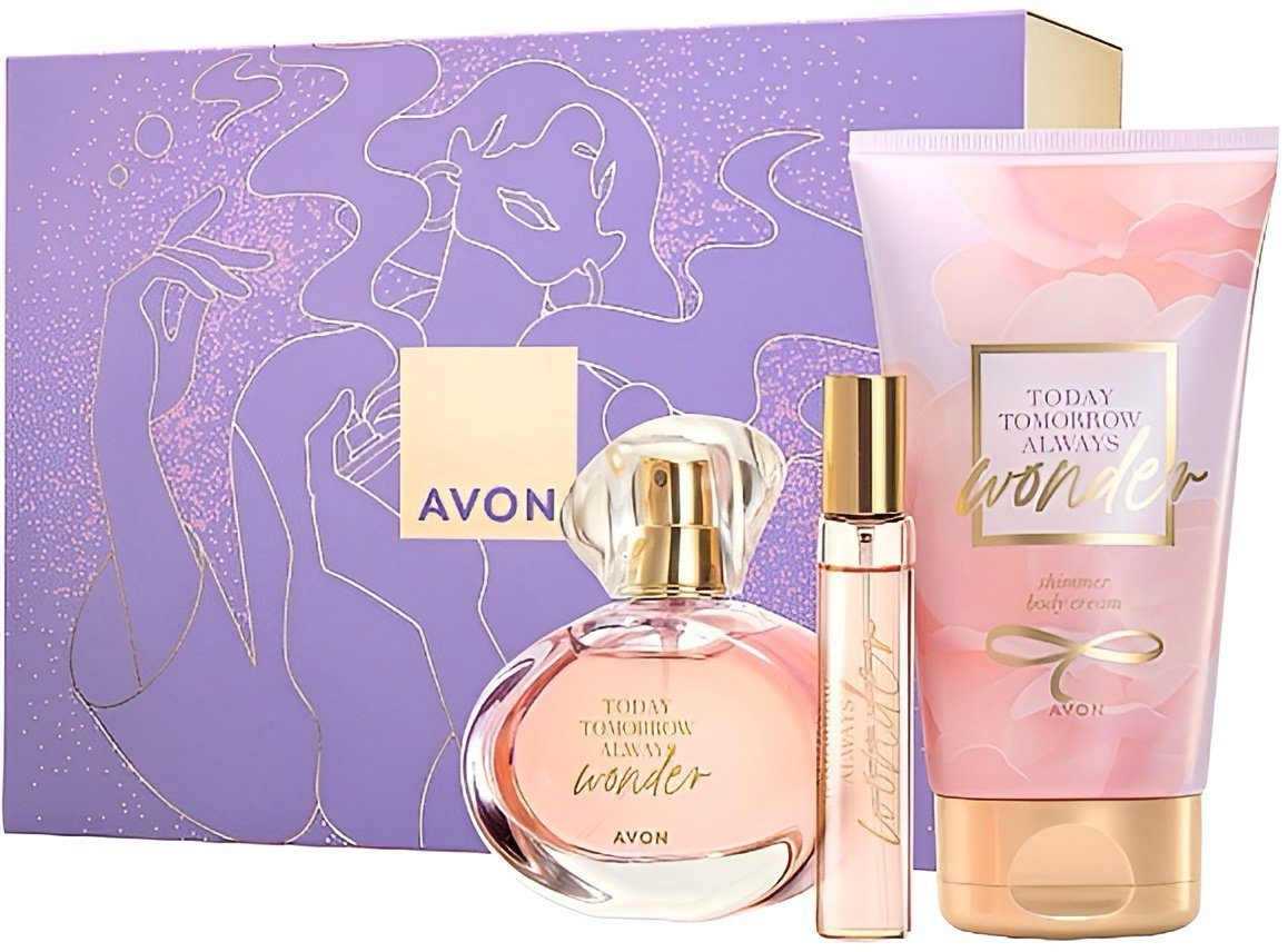 AVON Cosmetics Pflege-Geschenkset TTA WONDER Parfum 50 Taschenspray 10 ml Balsam 150 ml für Sie Duft, Geschenkset, TTA Wonder, Eau de Parfum, Körperbalsam, Parfüm, Pflege, Neroliknospen, Bergamotte, Zedernholz, Hautpflege, Harmonie, Lebensfreude, Duf