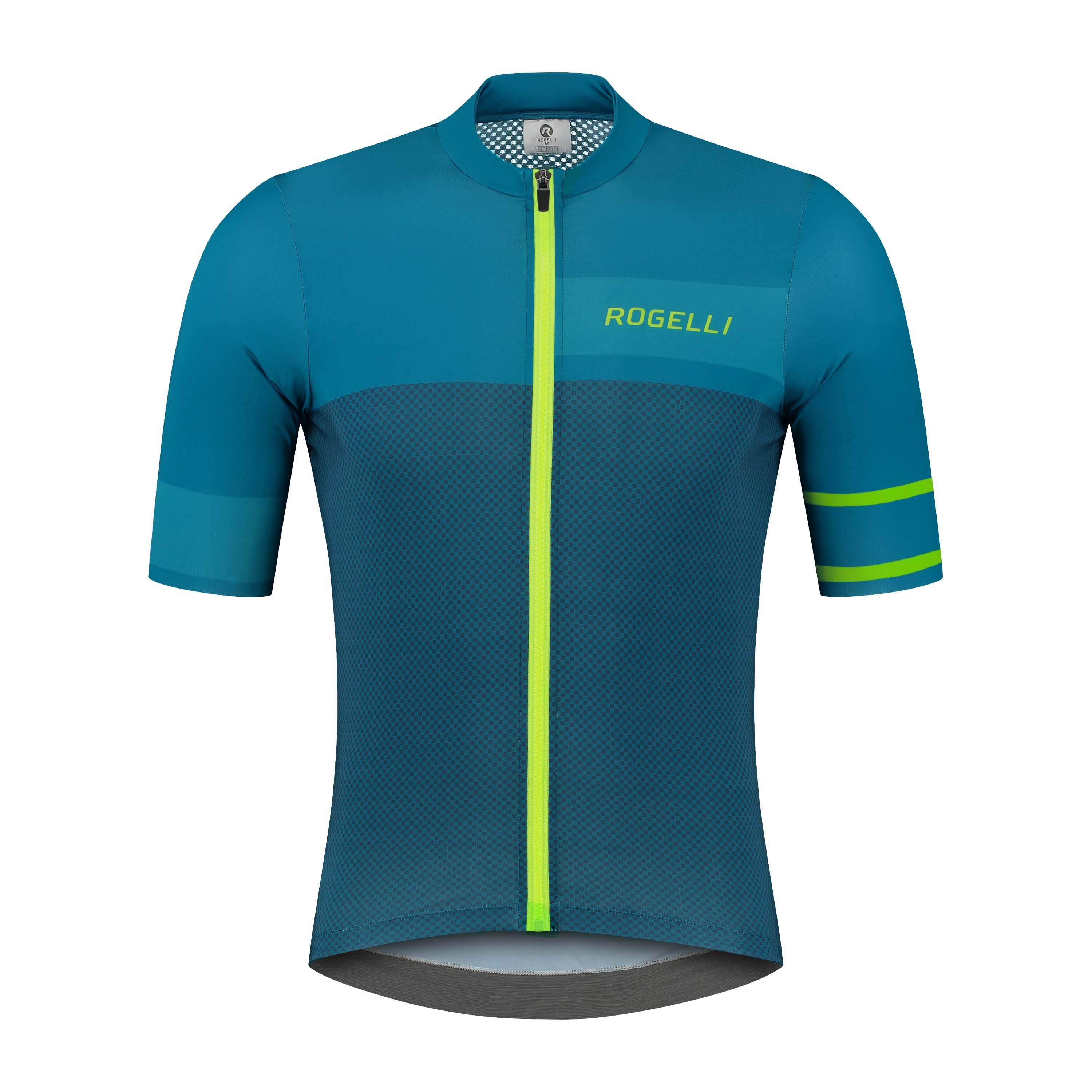 Rogelli Block Blau/Limette Herren Radtrikot Kurzarm
