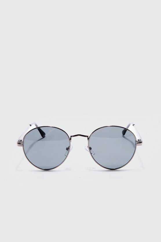 Runde Metall-Sonnenbrille in Silber
