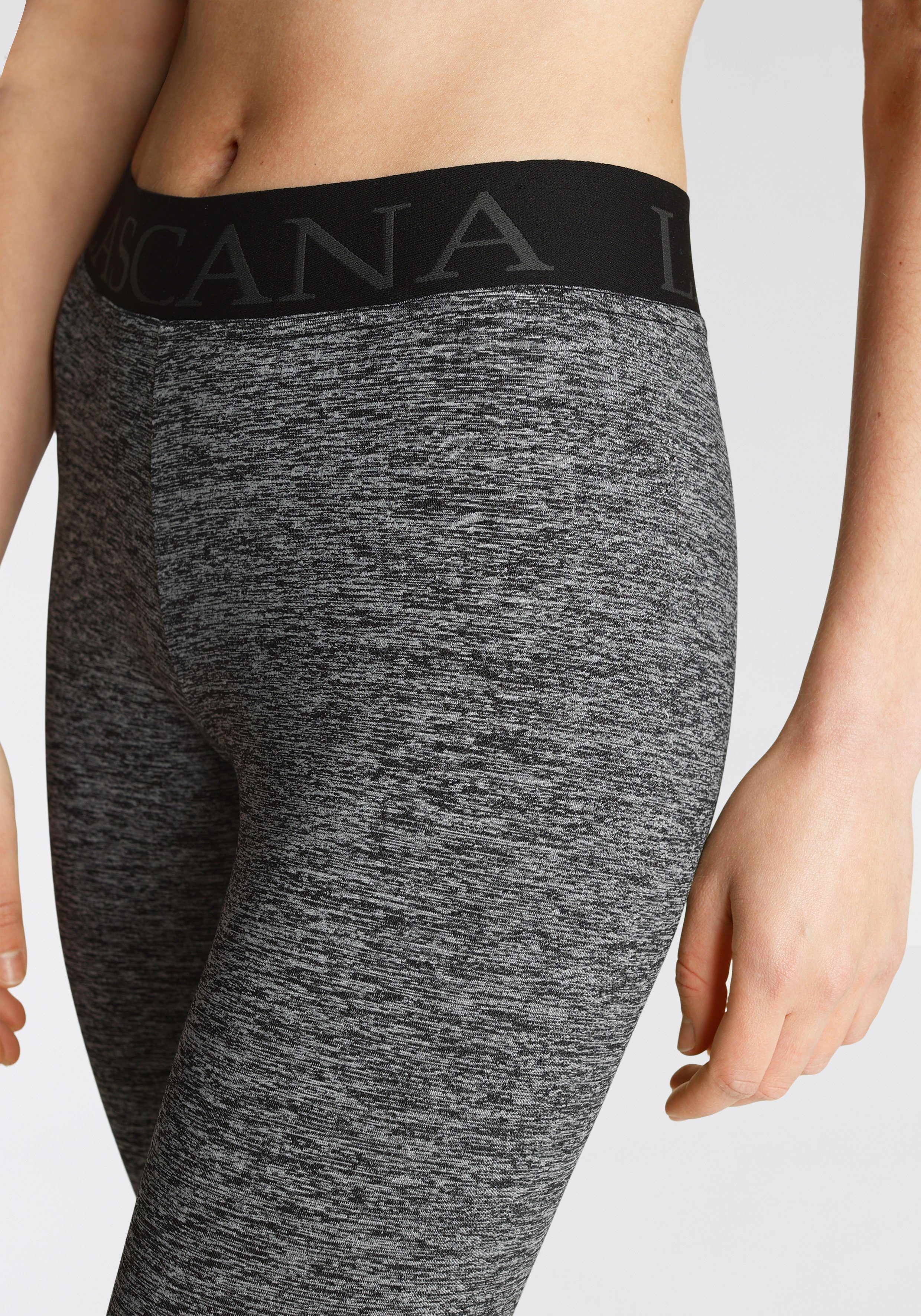LASCANA ACTIVE Leggings meliert, mit elastischem Bund und darin eingewebtem Schriftzug