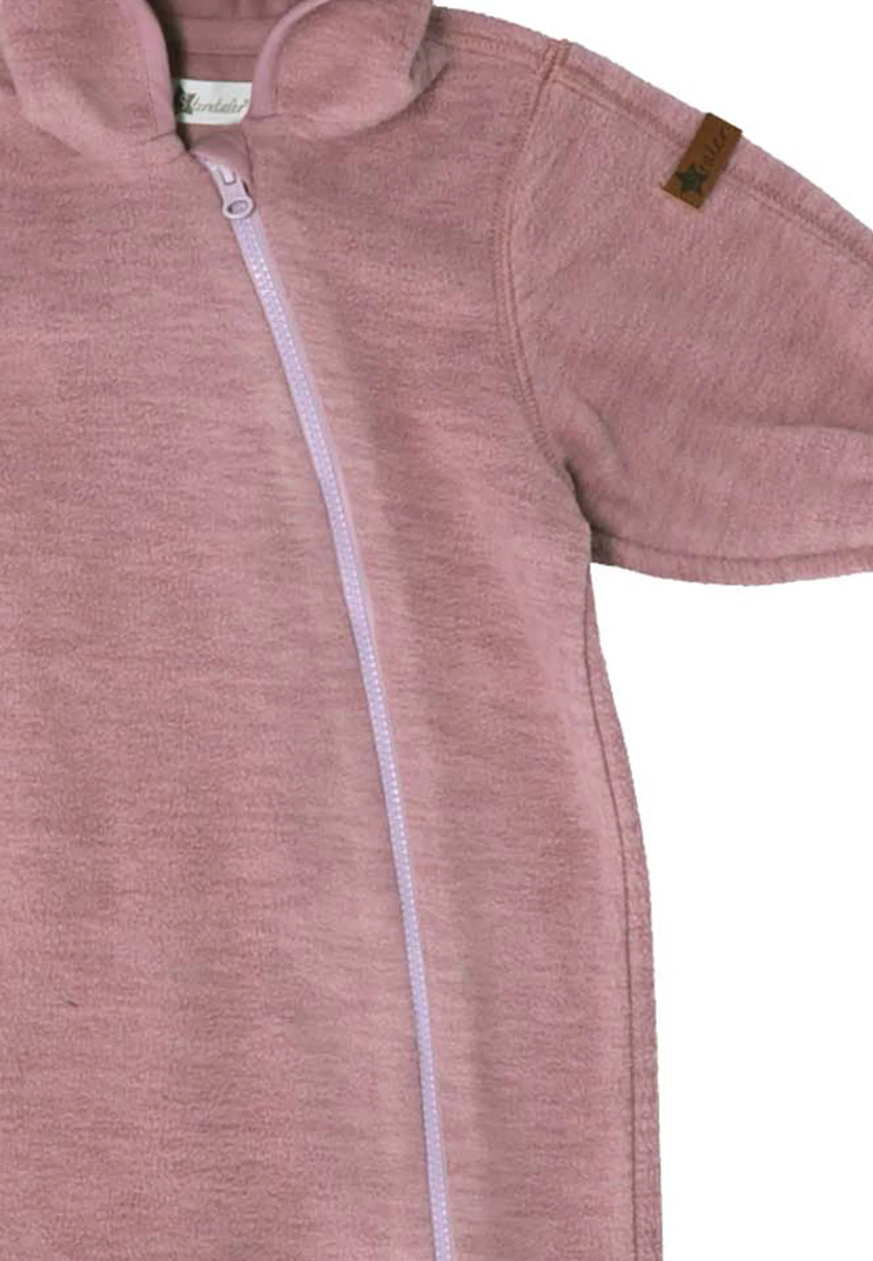 Overall aus Melange-Microfleece uni mit Kapuze