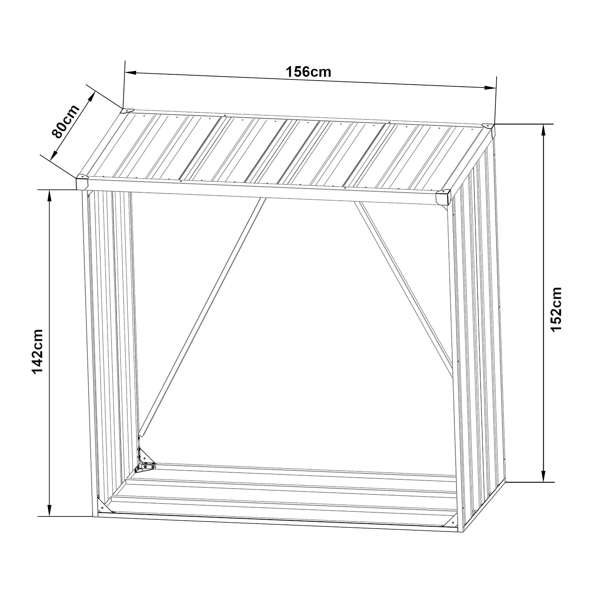 casa.pro Kaminholzregal, BxTxH:156x80x152 cm, Kalmar Brennholzunterstand aus Stahl Anthrazit