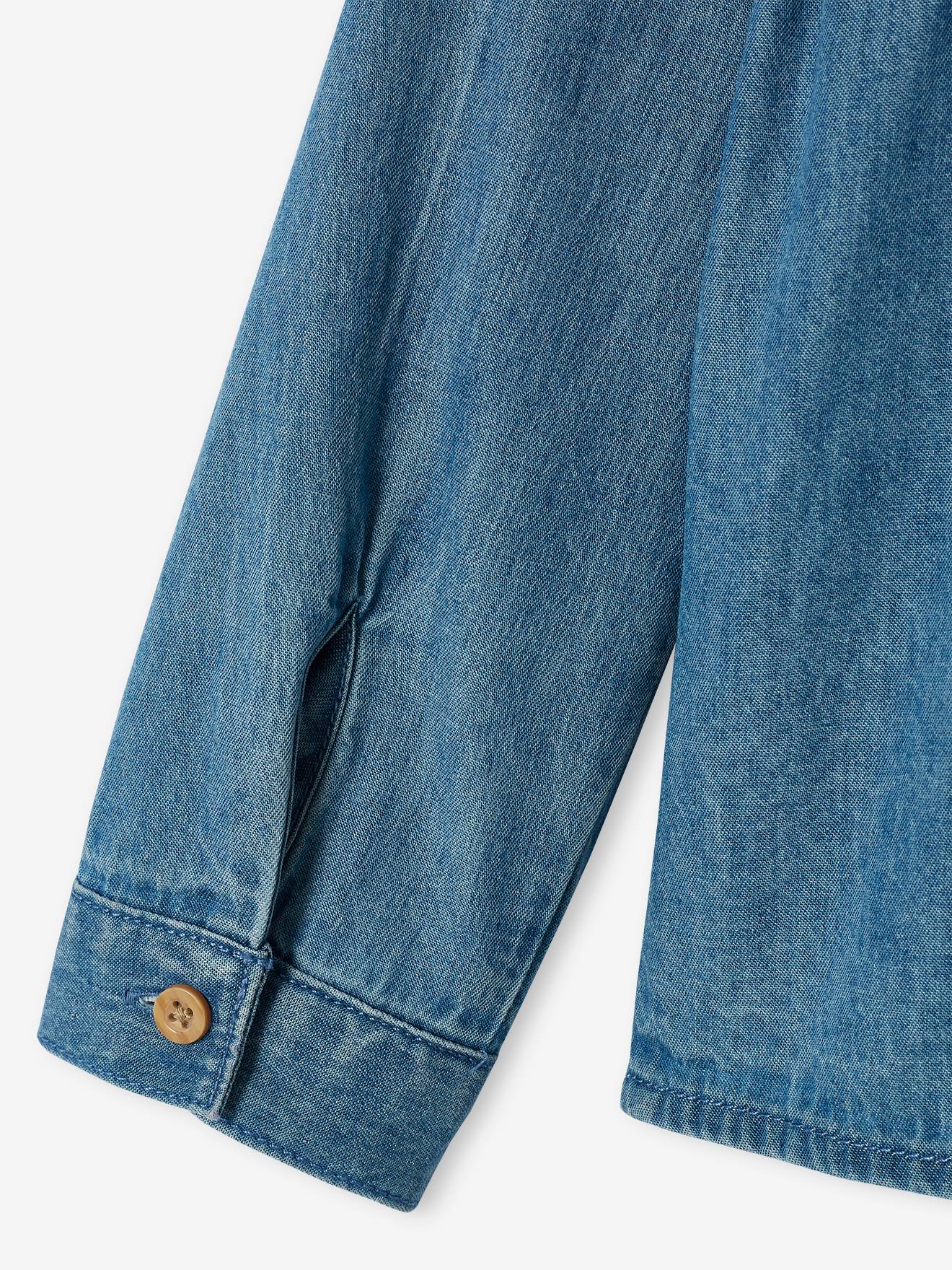 Chemise en denim léger personnalisable fille stone
