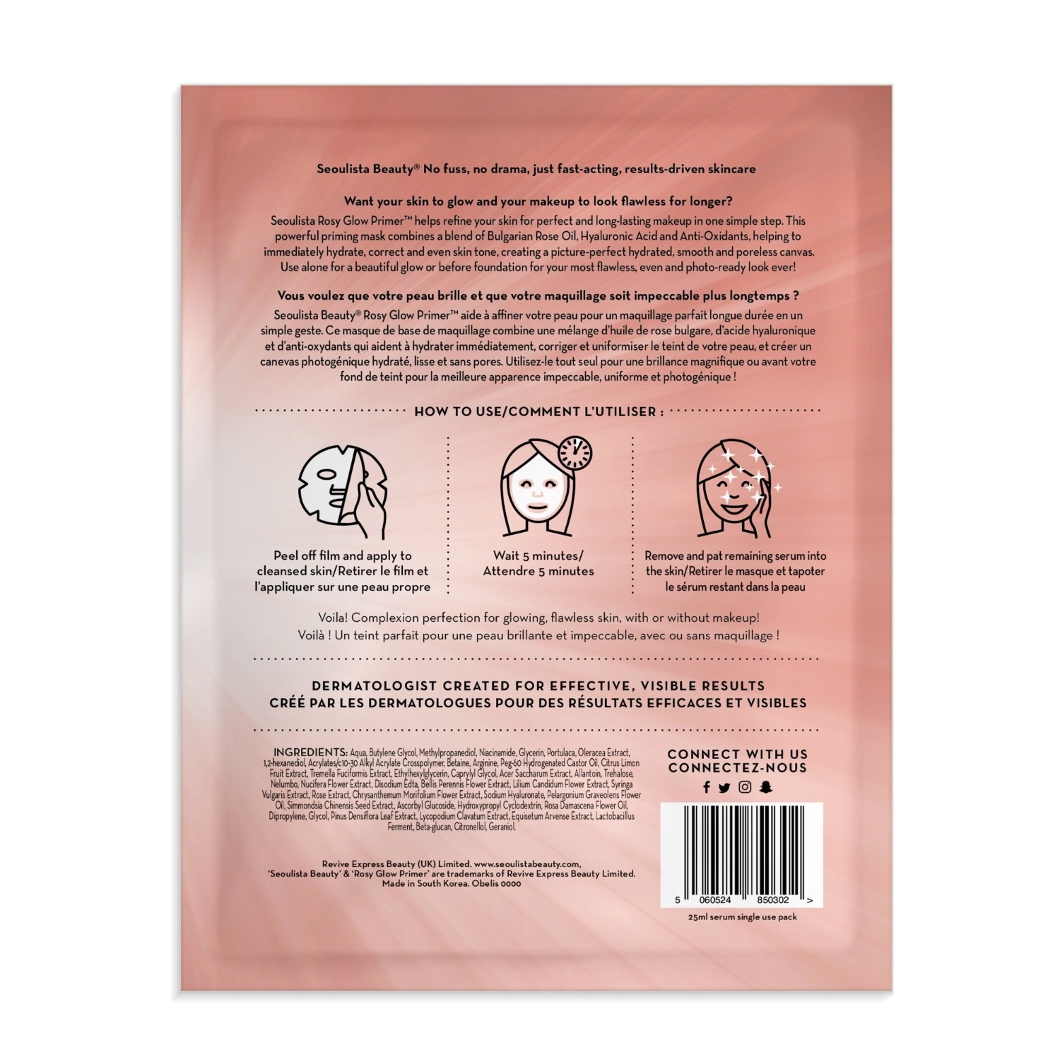 Saszetka z bazą rozświetlającą Rosy Glow marki Seoulista Beauty