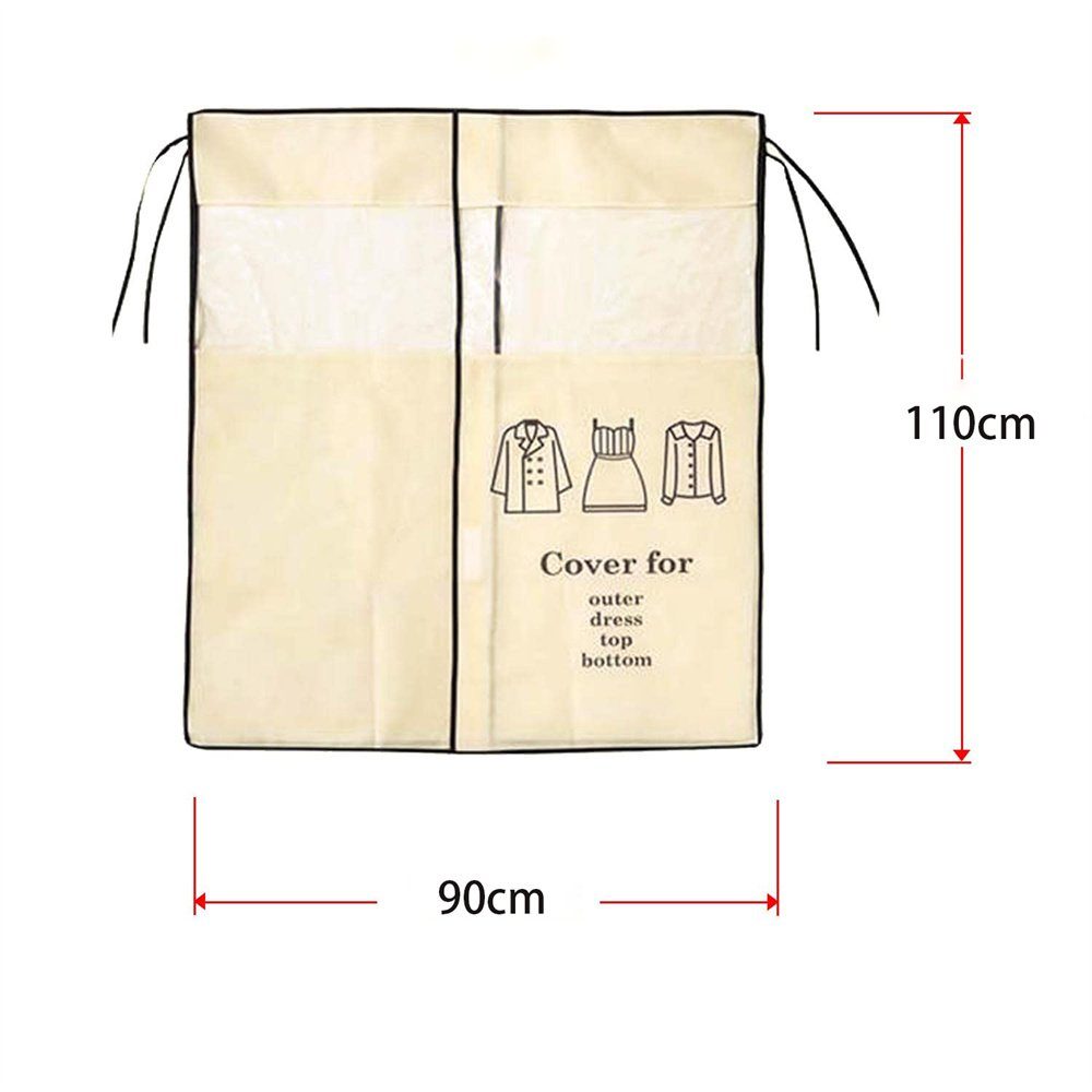 AROMUJOY Kleiderschutzhülle Kleidersäcke, Kleiderständer Staubschutz,Staubschutzhülle (Beige Lang mit Magic Tape) Abdeckung Kleiderständer Schutzhülle