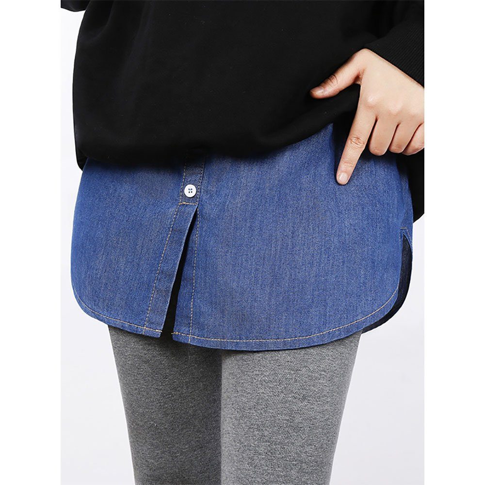 Apharte Unterrock Minirock Unterer Sweep-Saum Hemd Verlängerung Extender Rock Layering (1-tlg) Tops Saum Shirt Extender mit Elastischem Taillenband Denim-Material
