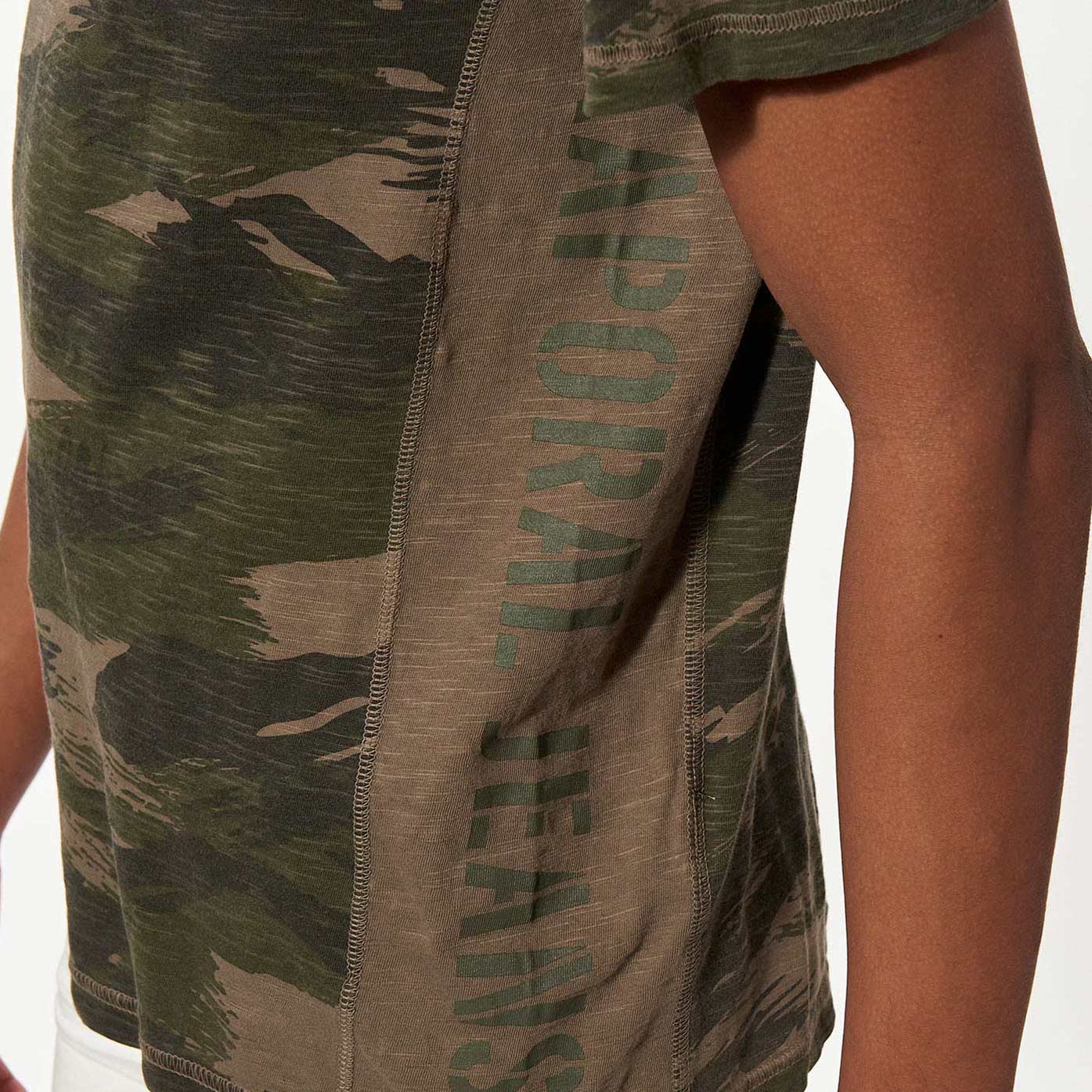 MAEL   T-shirt camouflage kaki Homme en 100% coton