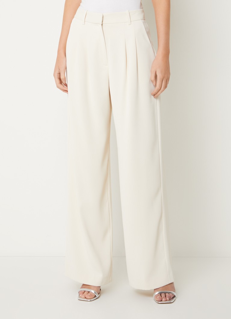Pantaloni cu talie înaltă, lați, cu detalii plisate, model Harrie de la French Connection.