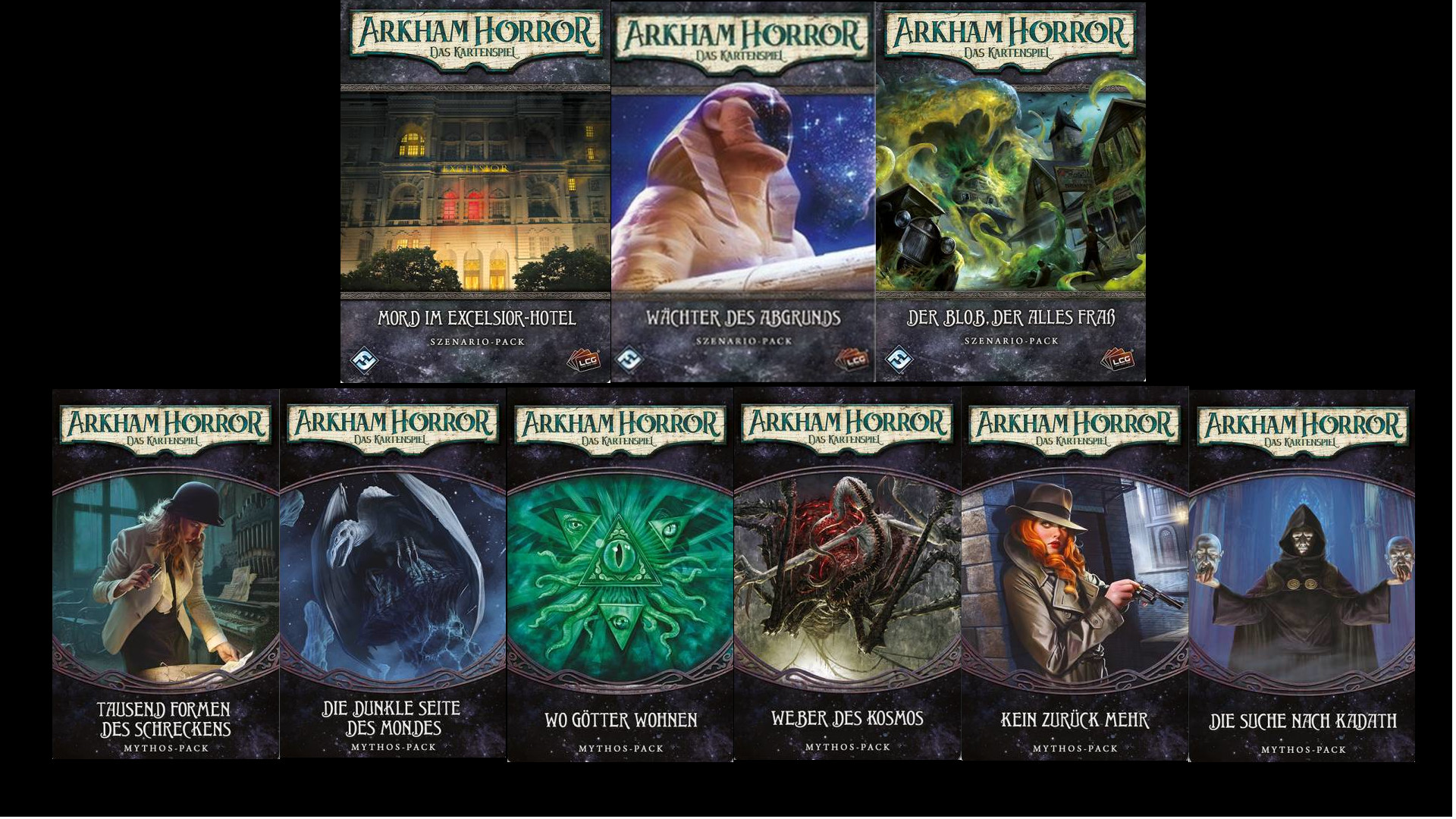 Arkham Horror: Das Kartenspiel - Super Bundle (6 Mythos-Packs + 3 Einzelszenarien)