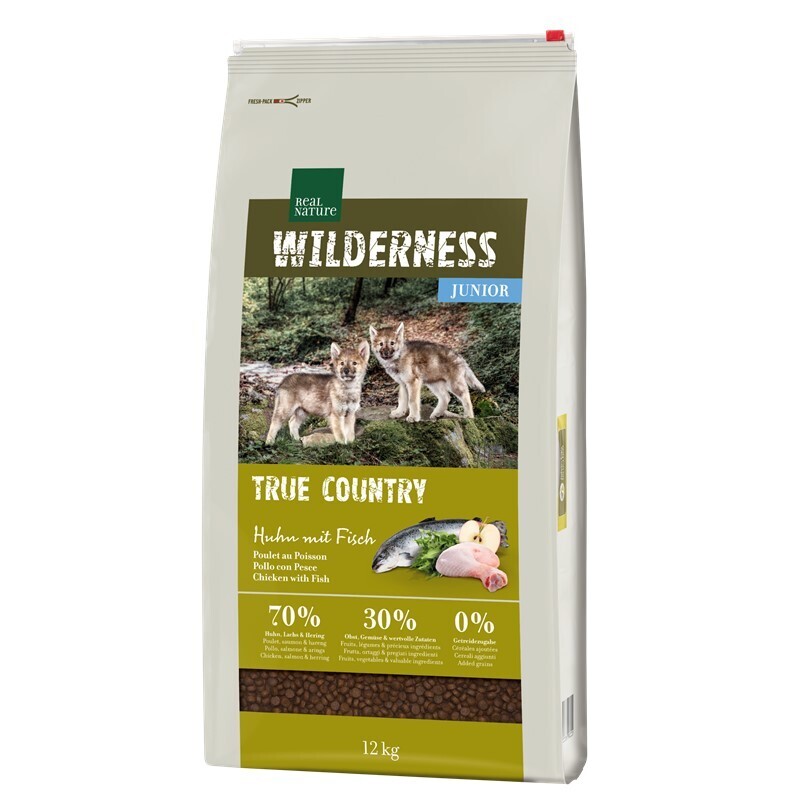 REAL NATURE Hundetrockenfutter REAL NATURE WILDERNESS Junior True Country Huhn mit Fisch 12 kg