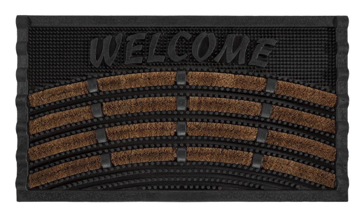 Trend Line Schuhabtropfschale Fussmatte Welcome schwarz kokos gummi, 40 x 70 cm