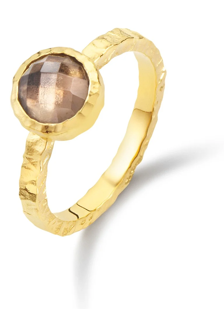 Prsten od dimljenog kvarca Casa Jewelry Amalfi, pozlaćen