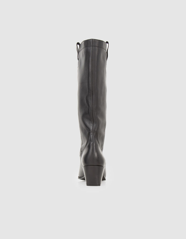 Bottes noires cuir velours esprit santiag Femme