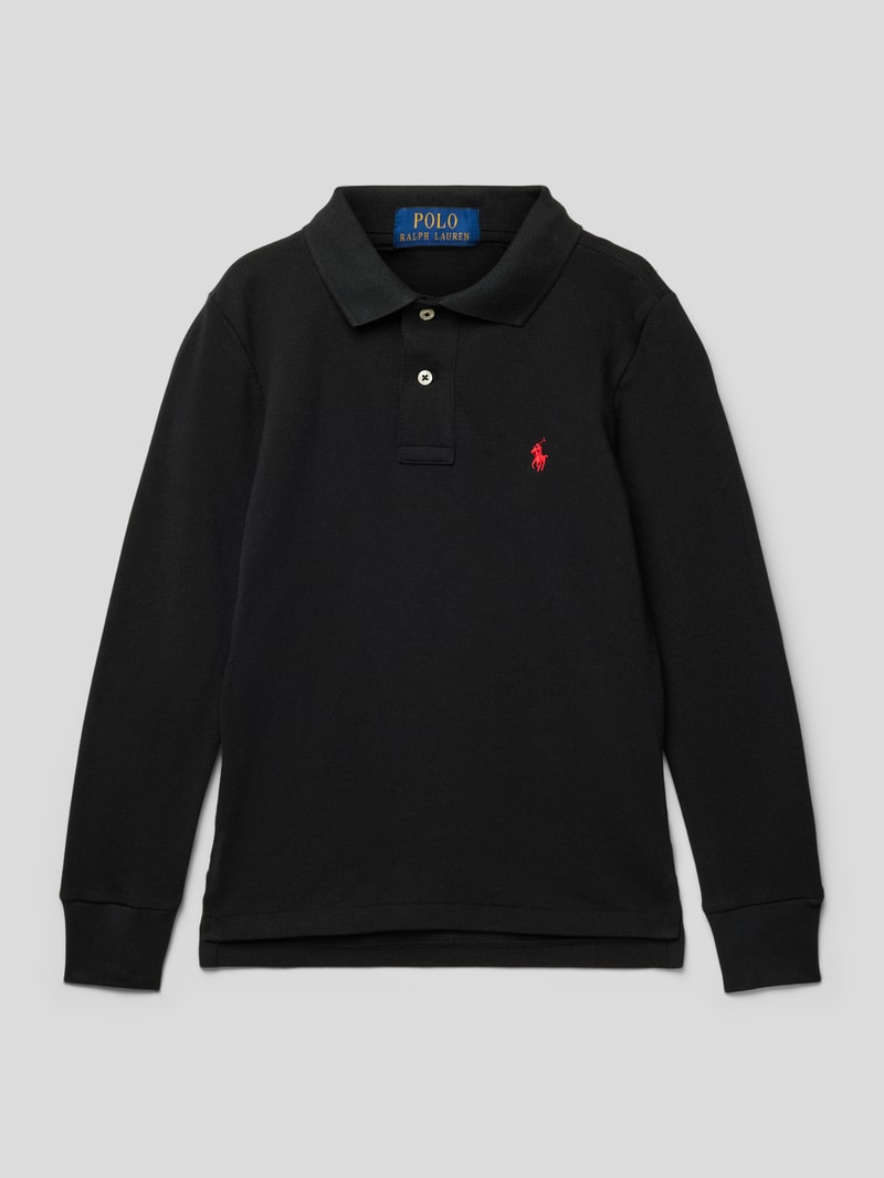 Poloshirt mit langen Armen in schwarz