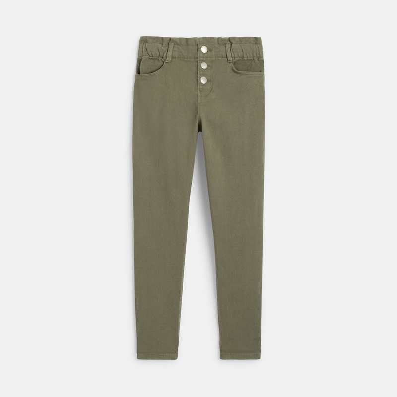 Pantalon mom paper bag vert fille