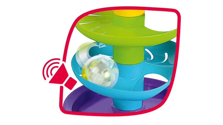 Simba - ABC - Regenbogen Kugelturm, 5 Ebenen, 1 Standfläche, 2 farbige Bälle, 1 transparenter Ball mit Glöckchen