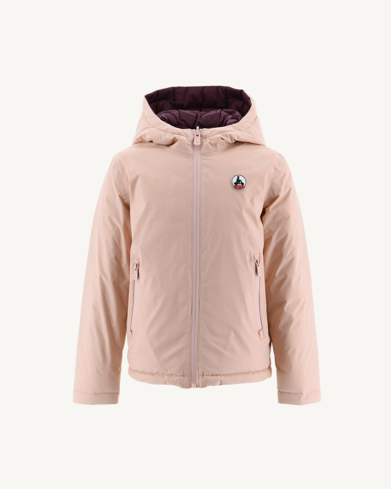 Doudoune réversible à capuche enfant Rose pale/Aubergine Zurich