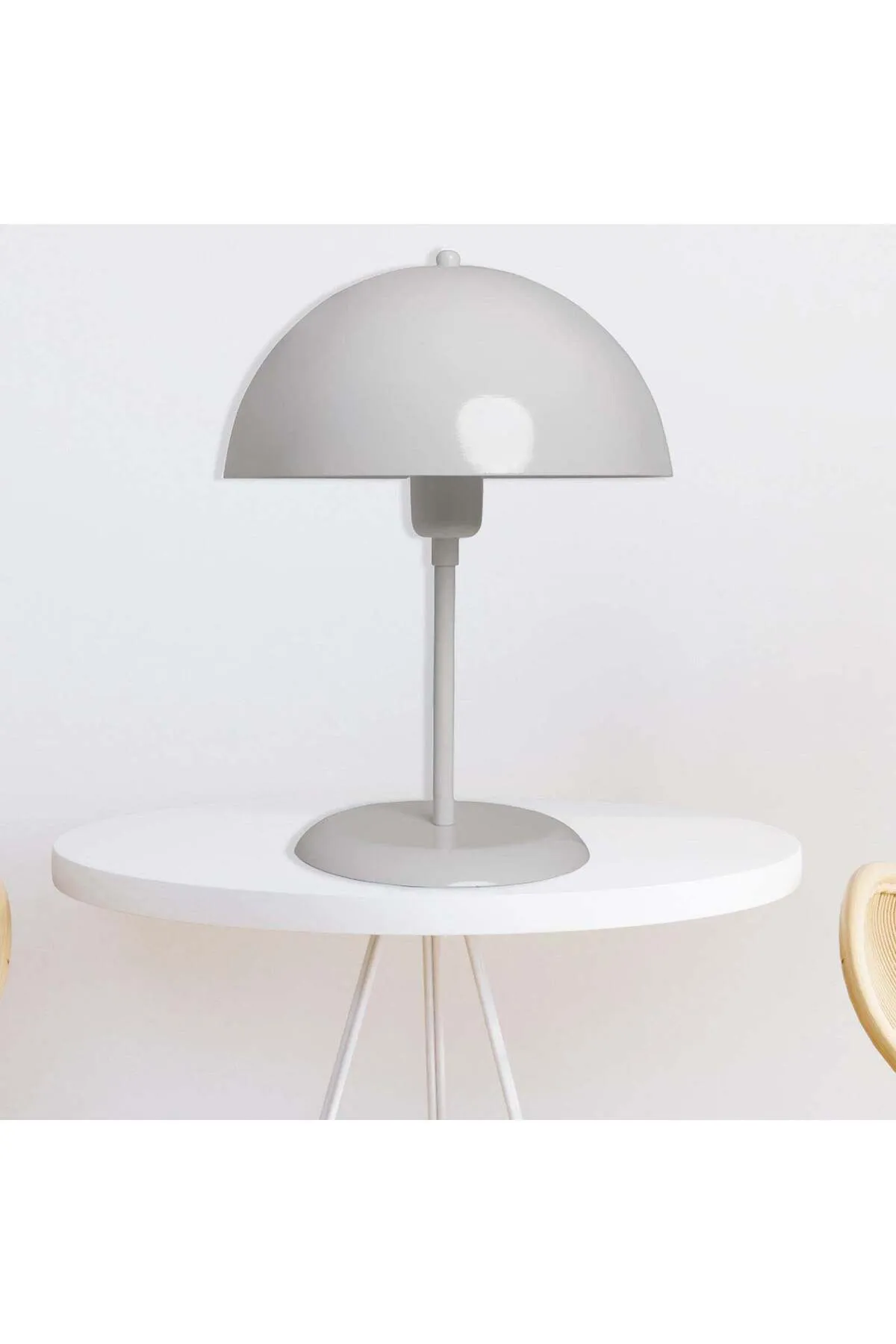 Bamyum  Lipeo Kleine Tischlampe 30cm, Pilzlampe Metall, Weiße Lampe