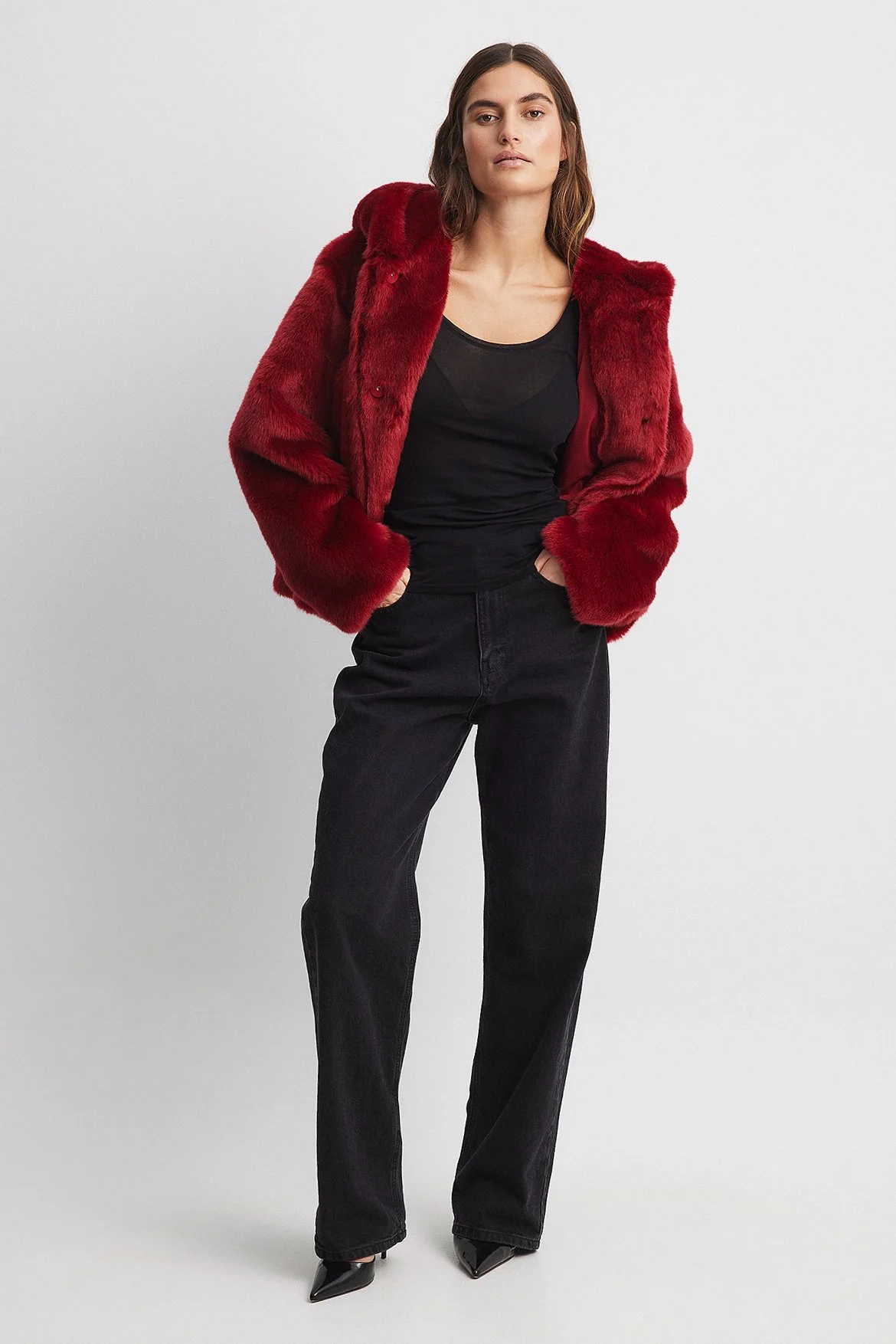 Kapuzenjacke mit Kunstpelz
