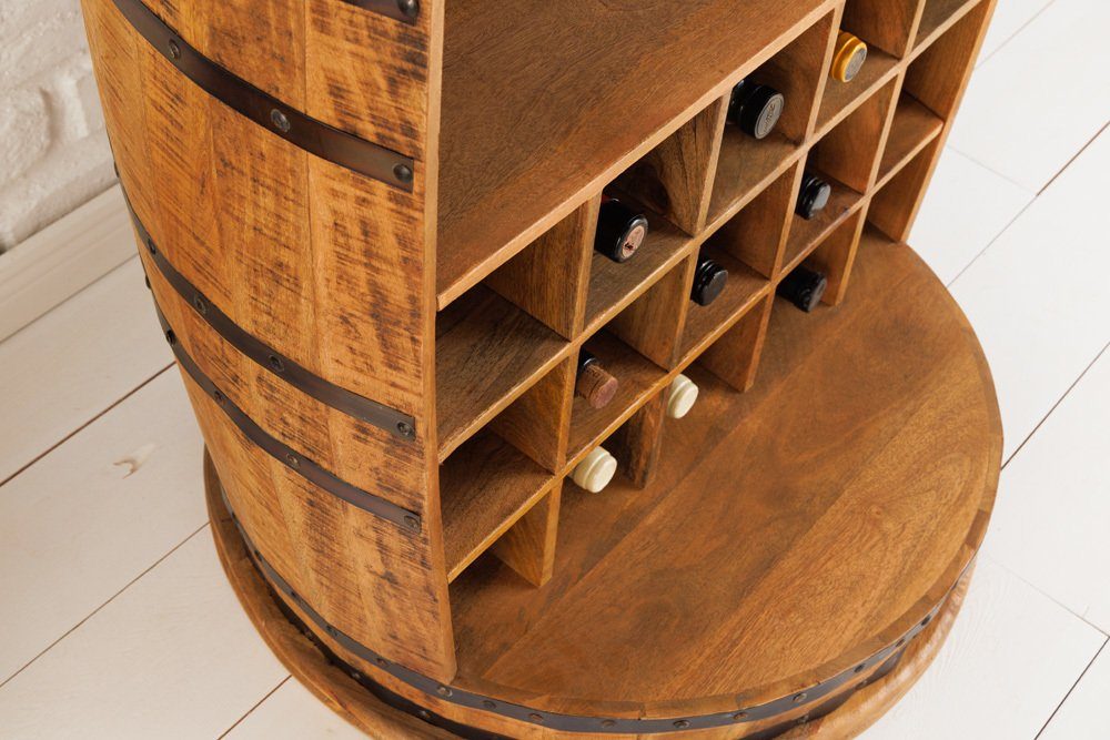 riess-ambiente Weinregal BODEGA 90cm natur, 1-tlg., Wohnzimmer · Massivholz · Schrank · Fass