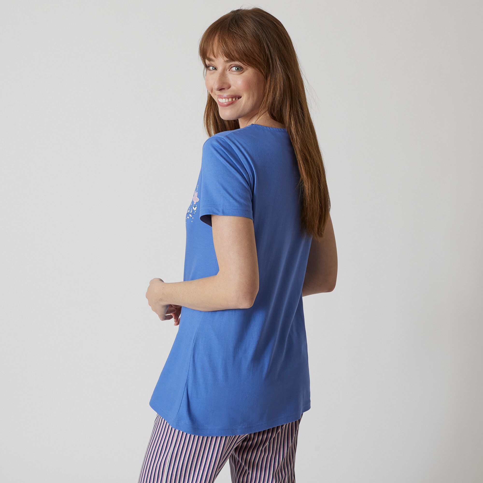 T- shirt pyjama manches courtes motif floral imprimé