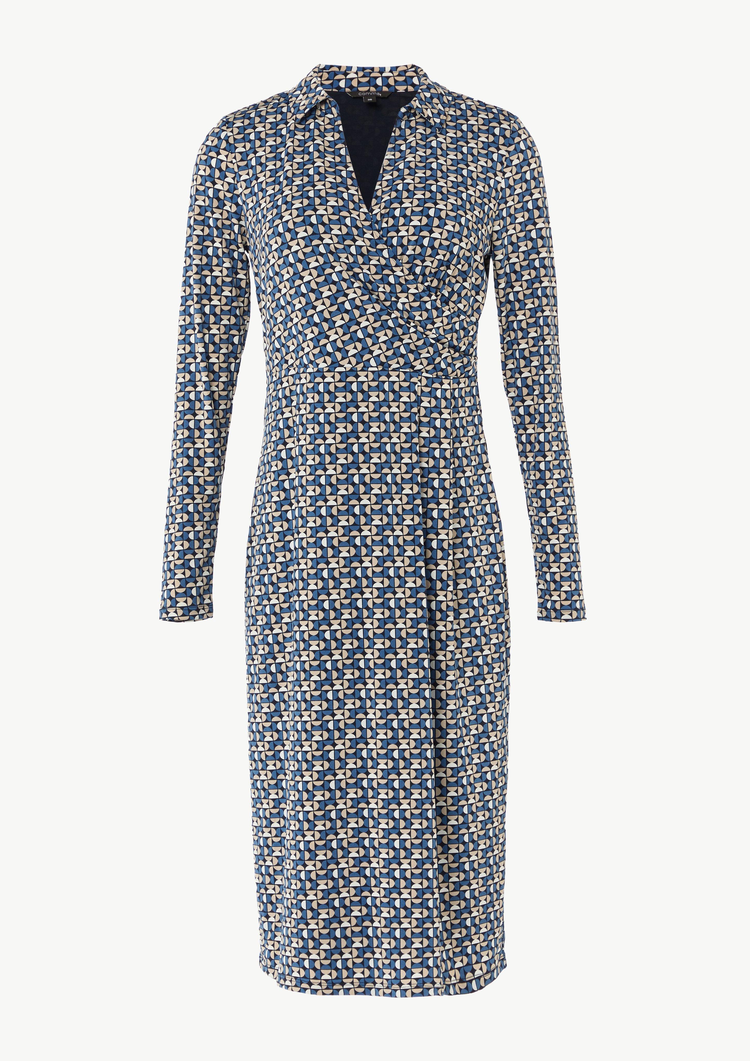 Midi Kleid in Wickeloptik - navy
