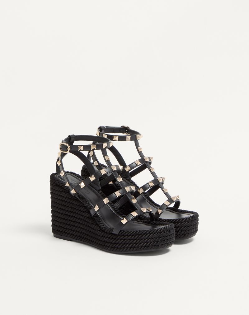 Rockstud kilehæl med 95 mm kalveskindsremme
