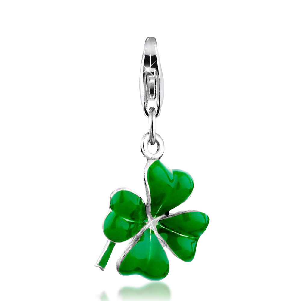 Nenalina Nenalina Amulette Femmes pendentif trèfle avec émail vert en argent sterling 925 Pendentif