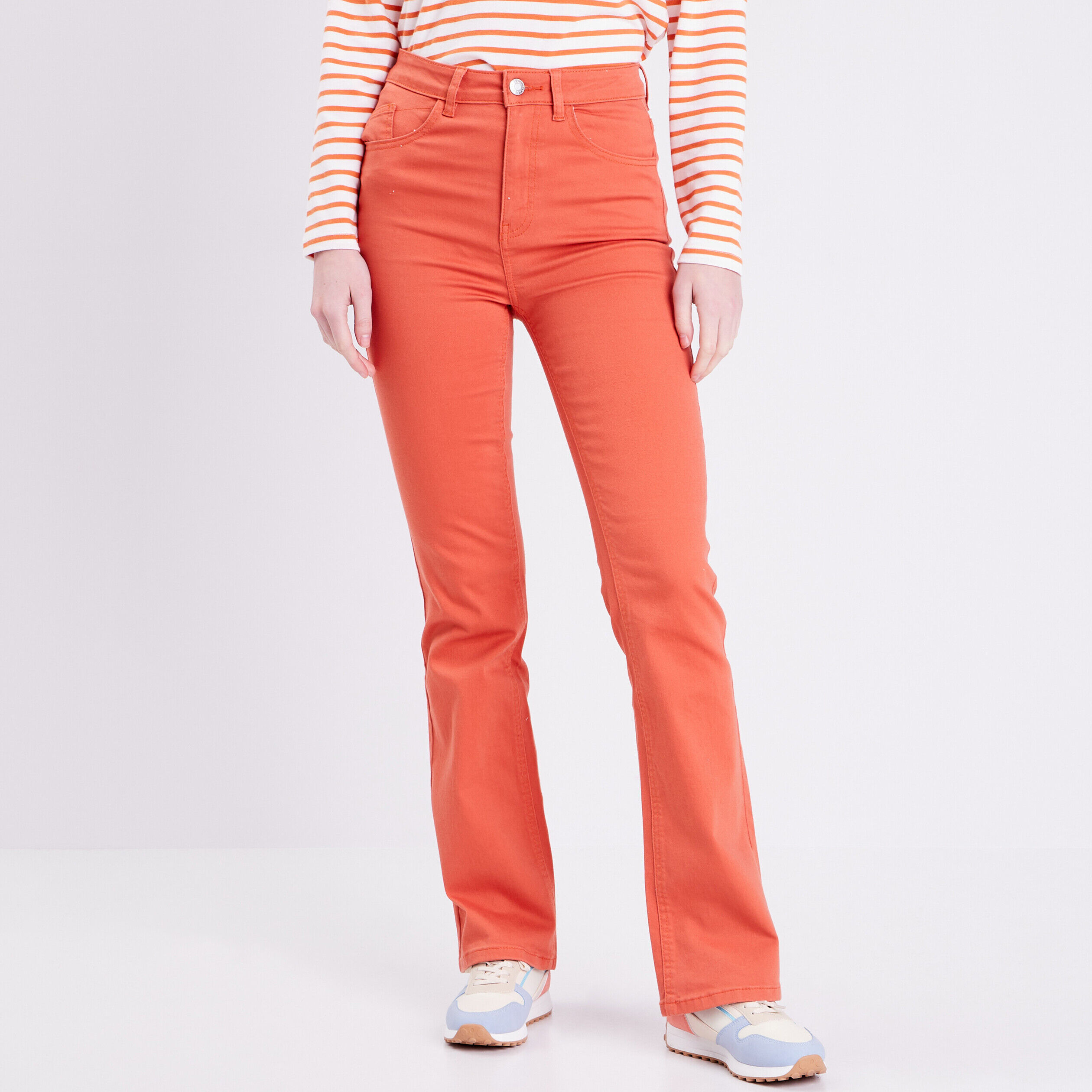 Jeans flare taille haute orange foncé femme | Cache Cache