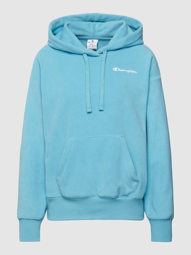 Hoodie mit Label-Stitching in hellblau