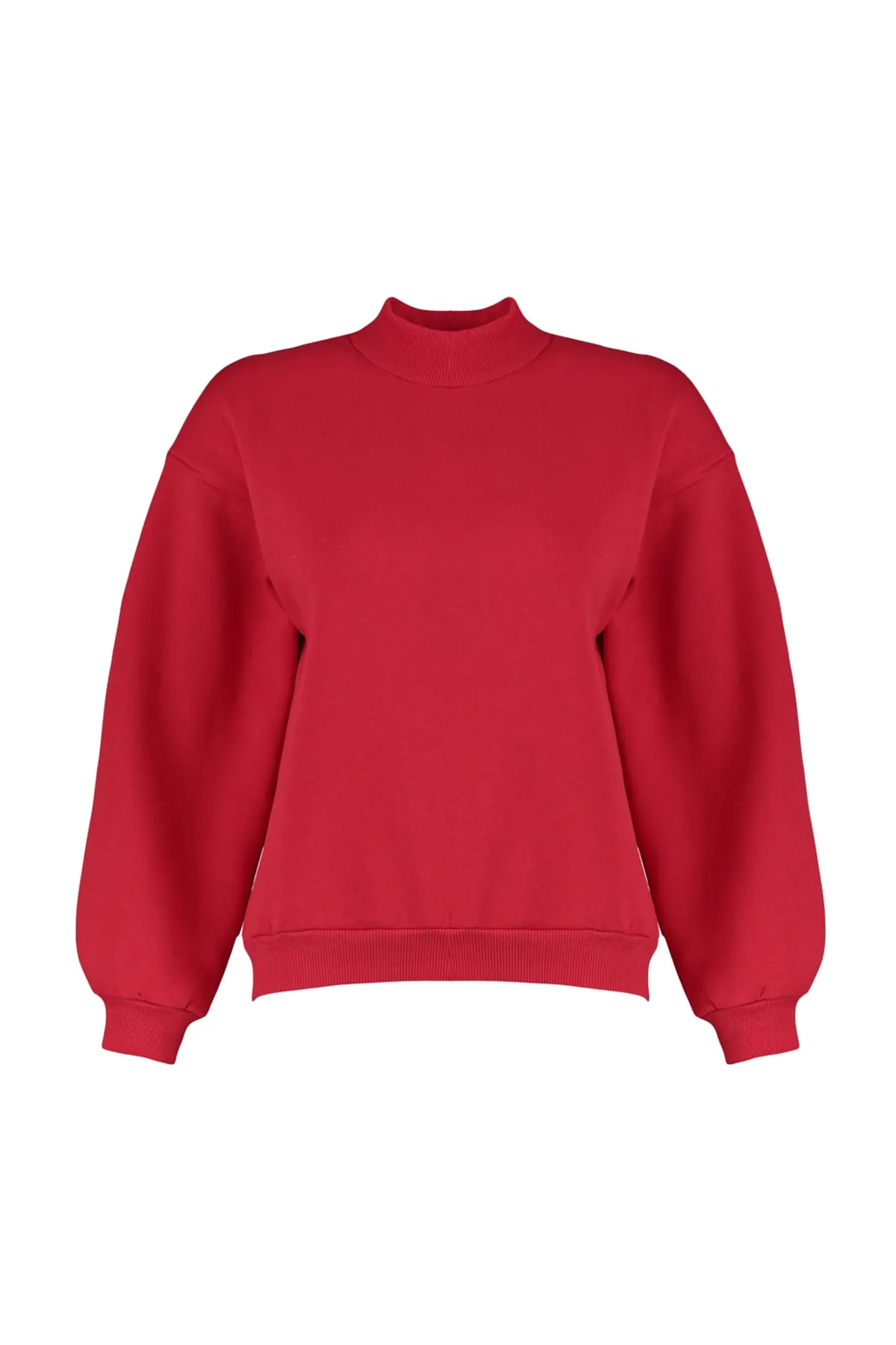 Trendyol Collection  Roter dicker Fleece-Innenstoff mit Stehkragen, entspannte/bequeme Passform, Strick-Sweatshirt TWOAW20SW0584