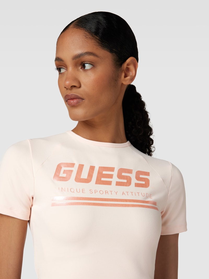 Crop T-Shirt mit Label-Print Modell 'AGGIE' in rosé